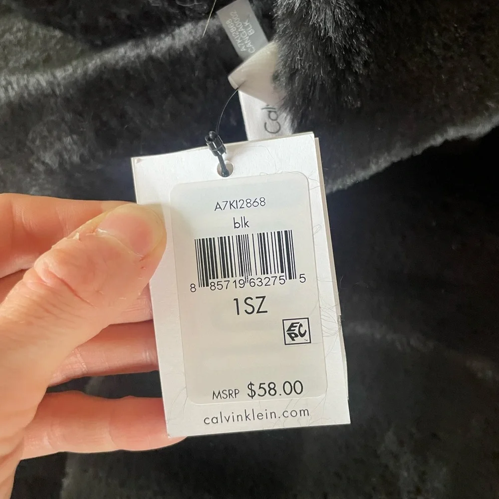 Calvin Klein Lux Faux Fur Infinity Scarf - Black